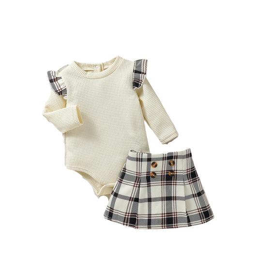 3-teiliges Baby-Outfit mit Karo-Print